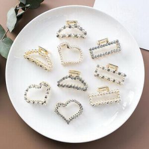 Women Charm Pearl Hair Accessories Hair Claw Barrettes Ladies Crystal Hair Clips