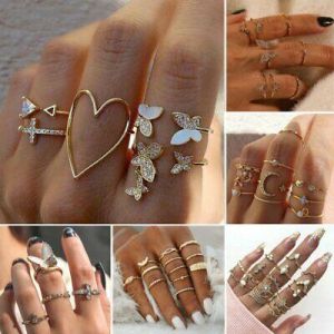 Womens Boho Stack Plain Above Knuckle Ring Midi Finger Rings Set Jewellery Gifts