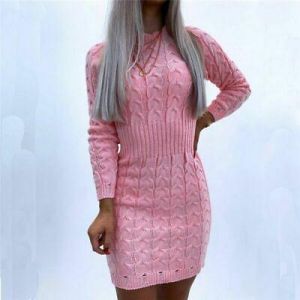 Jumper Dress Sweater Ladies Party Womens Knitted Bodycon Mini Dress Long Sleeve