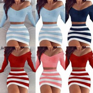 Women&#039;  Ladies Casual Sexy Slim Mini Dress Skirt Bodycon Knit Sweater Party Club