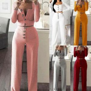  The world of beauty and elegance, you find it in one place  women sets & two pices Women Autumn Long Sleeve Crop Top and Pants 2 Piece Set for women Sexy 2PCS Set@
