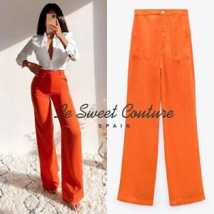  The world of beauty and elegance, you find it in one place  WOMEN PANTS ZARA WOMAN NWT SS21 ORANGE WIDE LEG FULL LENGTH PANTS ALL SIZES 6929/221