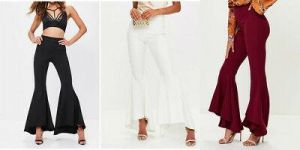 MISSGUIDED black white burgundy extreme draped frill cigarette trousers (M29/16)