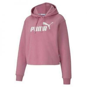 Puma Womens Logo Crop OTH Hoody Hoodie Hooded Top Elasticated Trim Print
