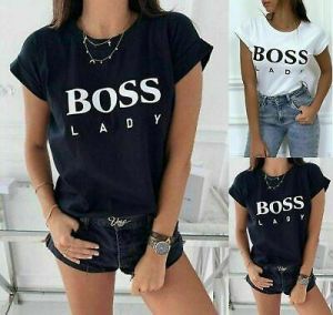  The world of beauty and elegance, you find it in one place  brands Womens Ladies Short Sleeve Boss Lady Printed Slogan T-Shirt Summer Top Tee 8-18