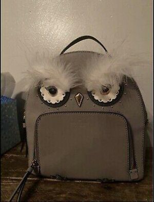 KATE SPADE LEATHER OWL TOMI STAR BRIGHT BACKPACK BAG IN CITYSCAPE/GREY