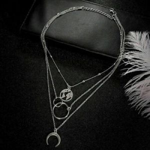 Boho Multilayer Moon Women Clavicle Choker Necklace Charm Chain Jewelry