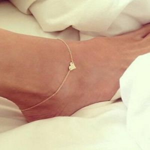 Yellow Gold Filled Heart Ankle Bracelet charms Leg Chain Foot Jewelry Anklets