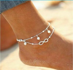 Women Double Ankle Bracelet 925 Silver Anklet Foot Jewelry Girl&#039;s Beach Chain US