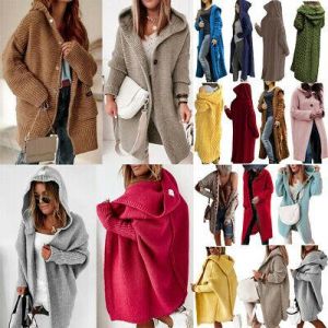 Womens Warm Hooded Sweater Cardigan Ladies Solid Long Sleeve Casual Coat Jacket@