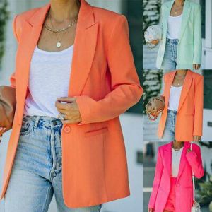Women Casual Long Sleeve Solid Slim Blazer Jacket Ladies OL Coat Suit Tops S-3XL