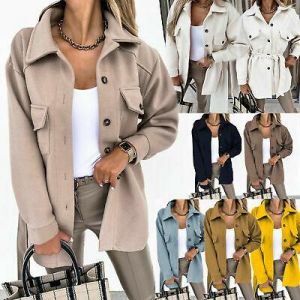 Womens Casual Big Faux Fur Collar Parka Jacket Winter Fleece Lined Coat  Outwear
