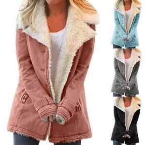 Womens Fleece Fur Lined Jacket Coat Ladies Outwear Casual Winter Parka Overcoat