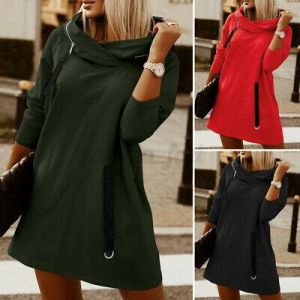  The world of beauty and elegance, you find it in one place  women winter dresses Women Hoodie Tunic Long Top Sport Gym Sweatshirt Long Sleeve Pullover Mini Dress