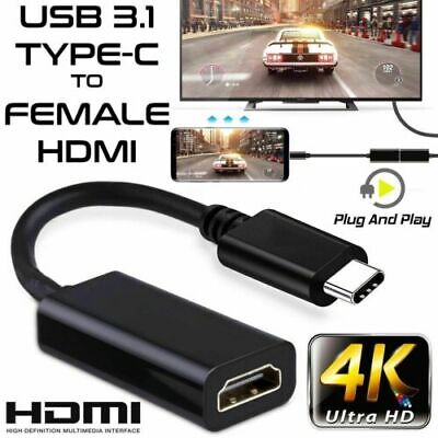 USB-C Type C to HDMI Adapter USB 3.1 Cable For MHL Android Phone Tablet Black