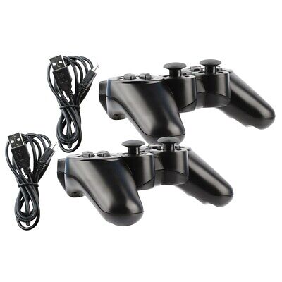 2x Black Wireless Bluetooth Video Game Controller Pad For Sony PS3 Playstation 3