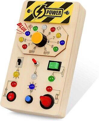 Montessori Toddler Busy Board Baby Wooden Board LED Light Switch Sensory Toys