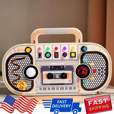 Wooden Montessori Busy Board with LED Light Sensory Board Gifts for Boys Girls
