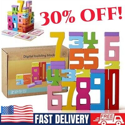 Wooden Number Building Block (1 Box) Creative Montessori Stacking Toys Kids Toys