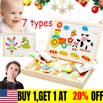 Project Montessori Creative Board, Magnetic Puzzles Art Educational Wooden Toys-