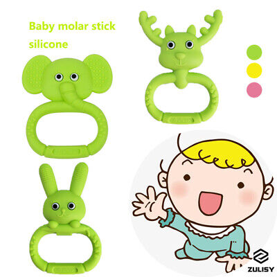 Baby Molar Stick Teethers Safety Silicone Cute Animal Elephant Elk Rabbit