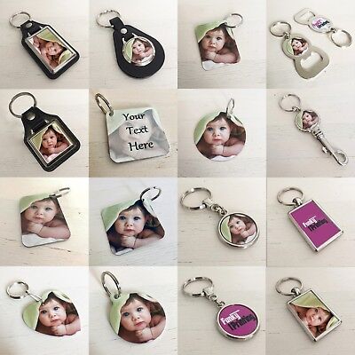 Personalised Photo Key Ring, Double Sided, Custom Gift,Any Image Logo Text Promo