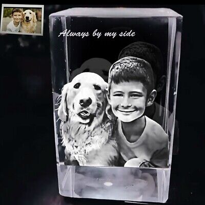 Personalized 3D Photo Crystal Love Gifts Set Custom Etched Picture for Dad Mom