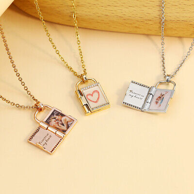 Personalized Locket Necklace Picture Custom Engrave Photo Charm Pendant For Her