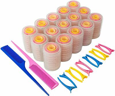 45 Pieces Hair Rollers with 12 Piece Duckbill Clips 2 Combs Hair Styling Curling