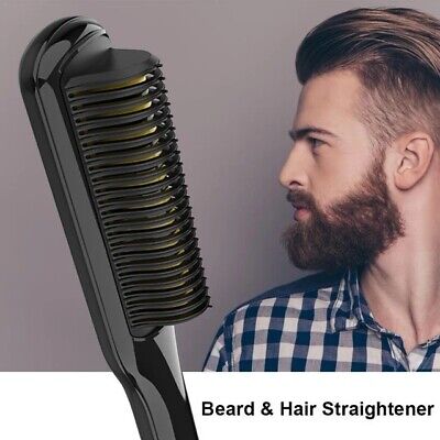 Electric Beard Ionic Straightener Comb Brush Heated Hair Styler Straightening US