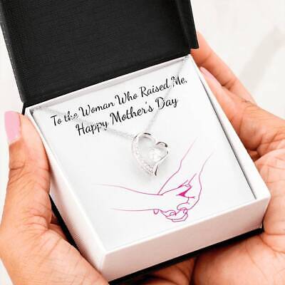 Mother's Day - Mom Necklace with Flowers and Lovely Message Card with Hands Gift