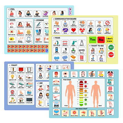 Plastic Communication Board for Non verbal Adults, Picture Communication Cards
