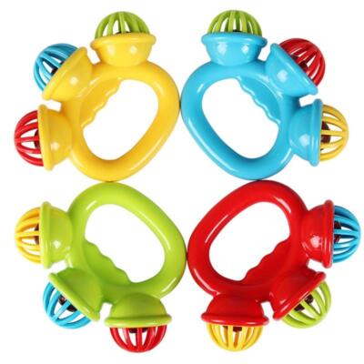 Baby Rattle Bell Handhold Shaking Ring with 3 Bells Developmental Toy for Infant