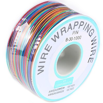 JESSINIE 8-Color Electronic Wire - 30 AWG Single Core, 250M Tinned Copper Sol...
