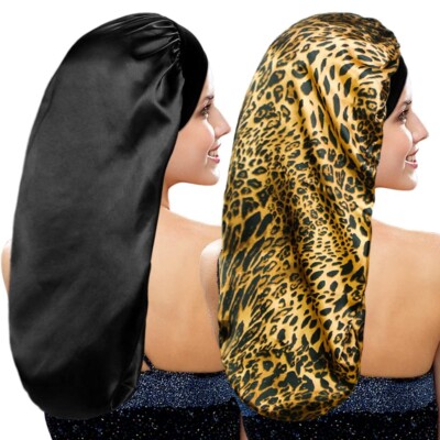 2 Pcs Sleeping Bonnet Long Satin Sleep Cap for Long Hair Braids Dreadlocks