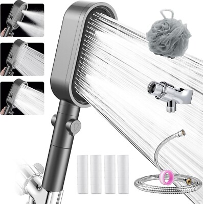 High Pressure Handheld Shower Head with Filter – 3 Modes | 18-Stage Filtration | Water Saving | Hard Water & Chlorine Removal | Spa Shower for Hair, Kids, Pets
