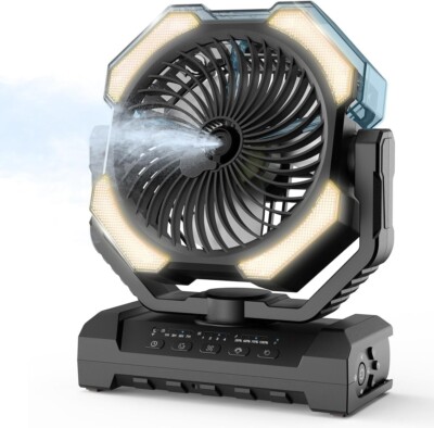 Camping Misting Fan - 30000Mah Portable Battery Powered Fans with 9Oz Water Tank
